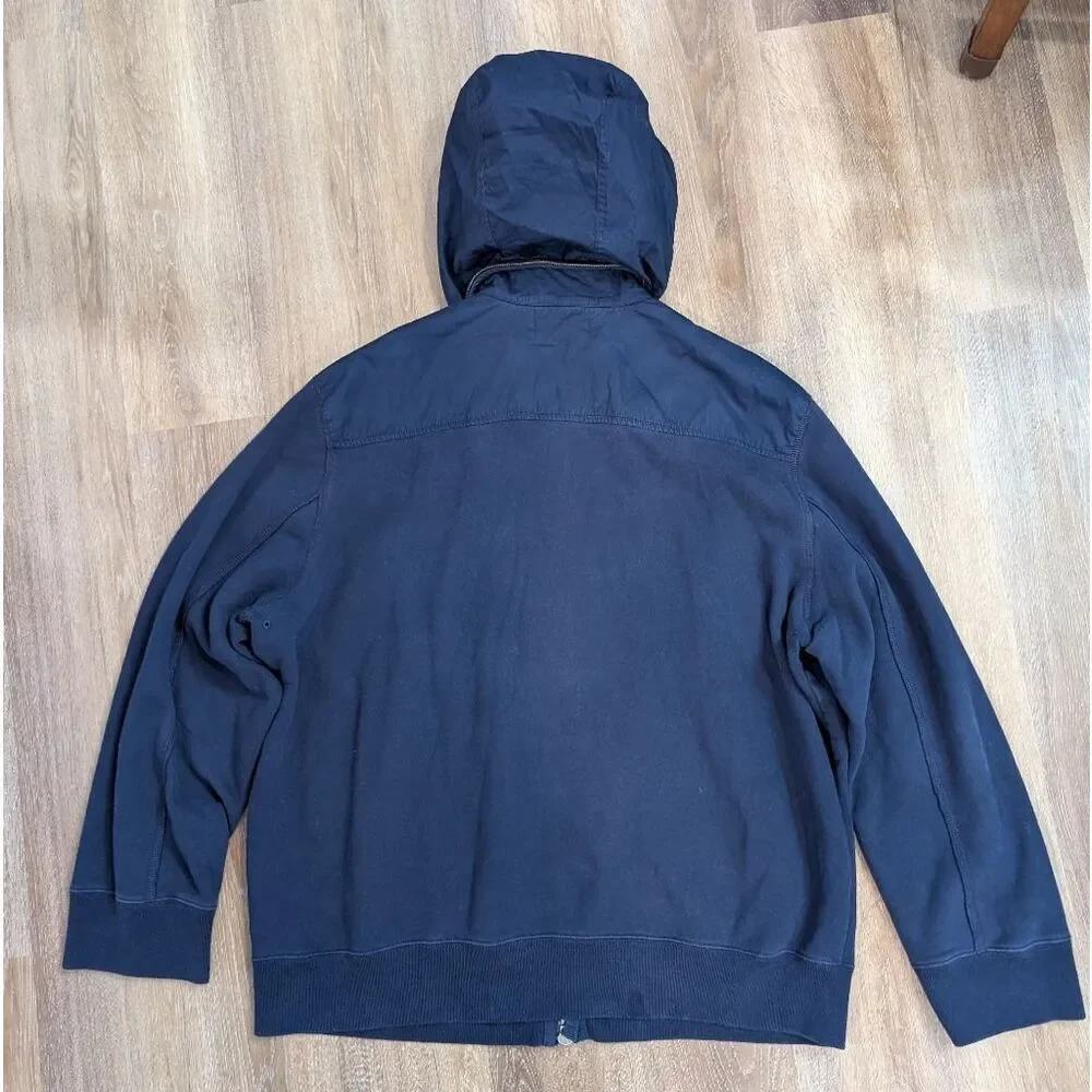 Polo Ralph Lauren Navy Hybrid Fleece Jersey Nylon Hooded Red Pony Jacket Sz XXL